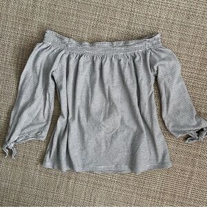 Lucky Brand Stripe Linen Off The Shoulder Top